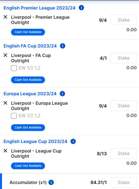 odds for liverpool.